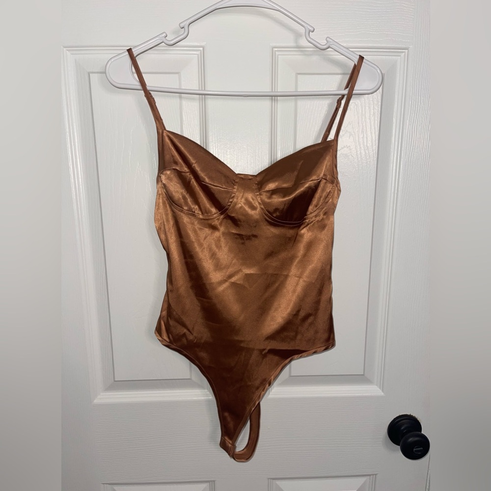 Brown Satin Bodysuit